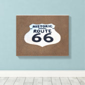 歴史的ルート66舗装標識2.5インチエッジ キャンバスプリント (インサイチュ (ウッドフロア))