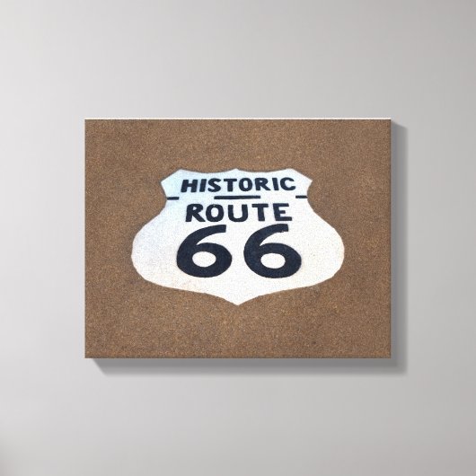 歴史的ルート66舗装標識2.5インチエッジ キャンバスプリント (正面)