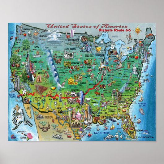 歴史的ルート66 USA ポスター (正面)