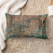 歴史的ヴィンテージのタイプエラーの茶色のターコイズのフランス語 ランバークッション (ブランケット)