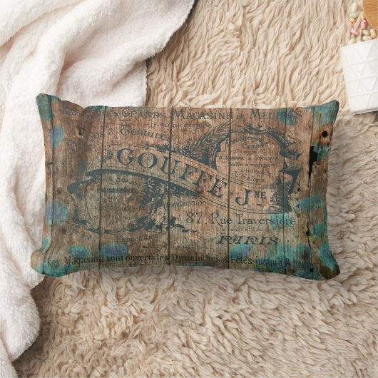 歴史的ヴィンテージのタイプエラーの茶色のターコイズのフランス語 ランバークッション (ブランケット)