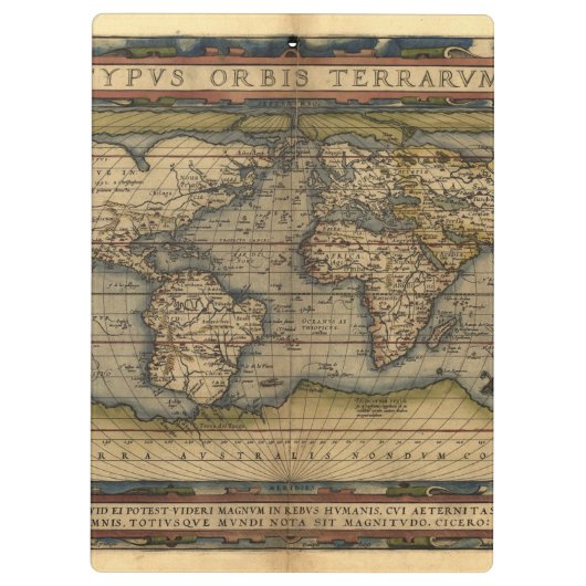 歴史的ヴィンテージの世界地図の地図書 クリップボード (裏面)