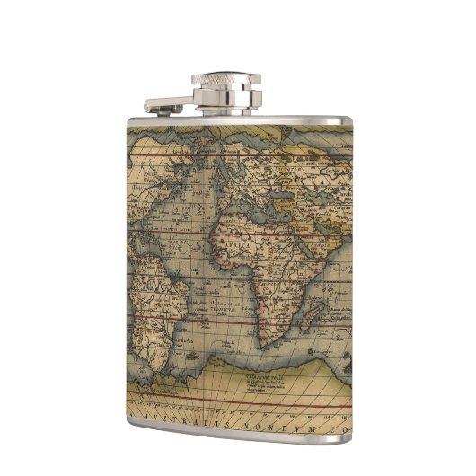 歴史的ヴィンテージの世界地図の地図書 フラスク (左)