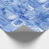 歴史的ヴィンテージブルーとホワイトジャポネズリー ラッピングペーパー (角)