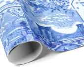 歴史的ヴィンテージブルーとホワイトジャポネズリー ラッピングペーパー (ロールコーナー)