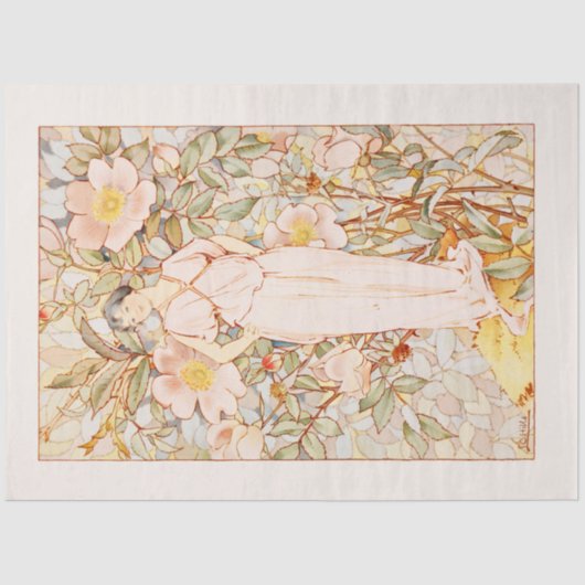 歴史的ヴィンテージ新しいフラワーフェアリー 薄葉紙 (正面)