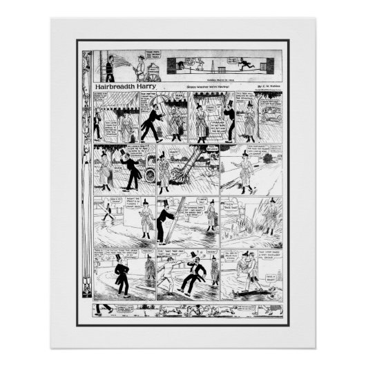 歴史的ヴィンテージHairbroidth Harry Cartoon 1918 ポスター (正面)