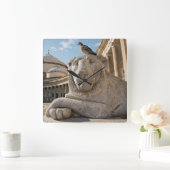 歴史的教会前の獅子像 スクエア壁時計 (ホーム)