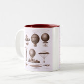 歴史的熱気の気球のデザイン ツートーンマグカップ (正面左)