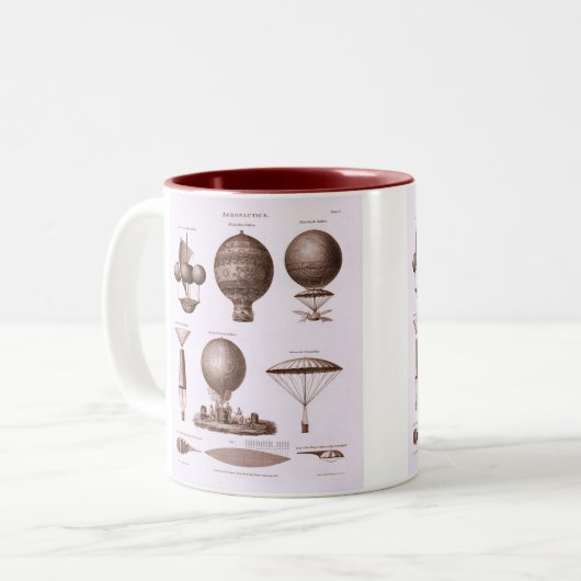 歴史的熱気の気球のデザイン ツートーンマグカップ (正面左)