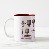 歴史的熱気の気球のデザイン ツートーンマグカップ (左)