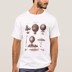 歴史的熱気の気球はヴィンテージのイメージを設計します Tシャツ
