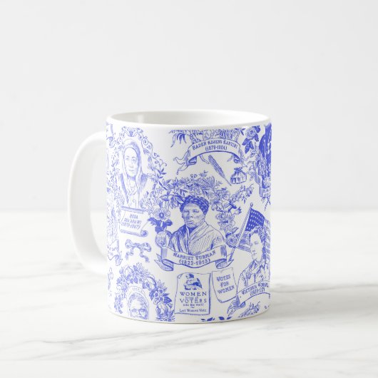 歴史的男女同権主義者は青のToileを開拓します コーヒーマグカップ (正面左)
