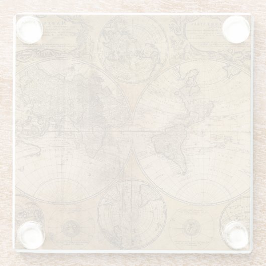 歴史記録の旅: 1746年世界地図 ガラスコースター (裏面)