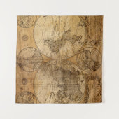 歴史記録の旅： 1746年世界地図 タペストリー (正面(横))