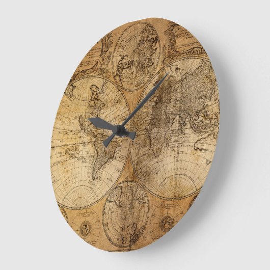 歴史記録の旅: 1746年世界地図 ラージ壁時計 (傾斜)