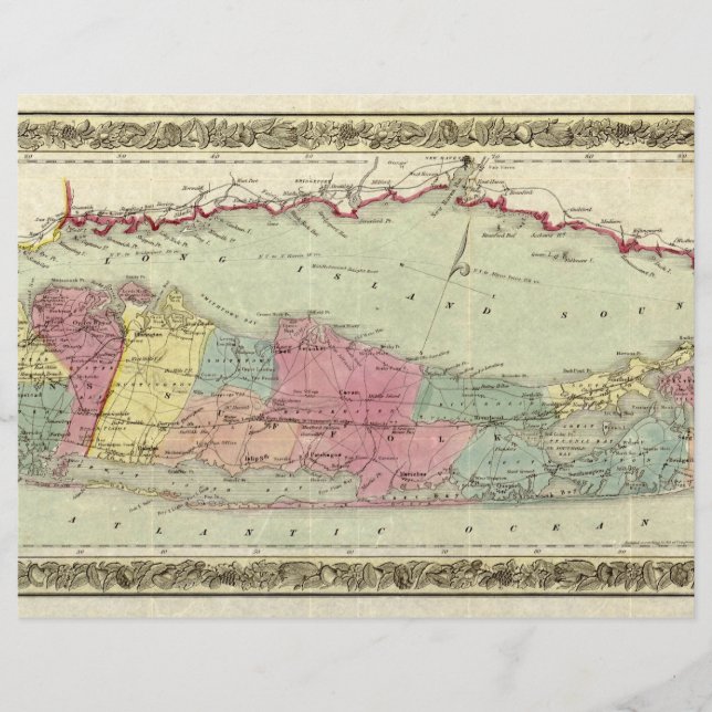 歴史1855-1857ロングアイランドの旅行者の地図 (正面)