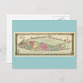 歴史1855-1857ロングアイランドの旅行者の地図 ポストカード (正面/裏面)