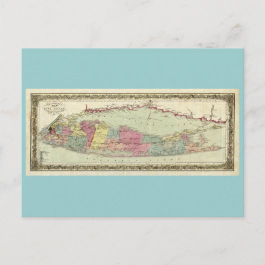 歴史1855-1857ロングアイランドの旅行者の地図 ポストカード (正面)