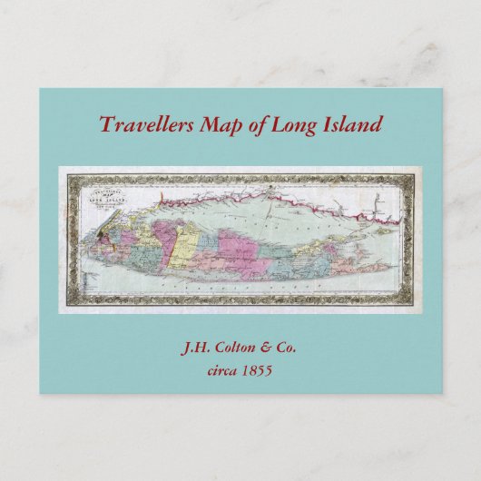 歴史1855-1857ロングアイランドの旅行者の地図 ポストカード (正面)