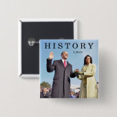 歴史：オバマが就任式で宣誓 缶バッジ (正面&裏面)