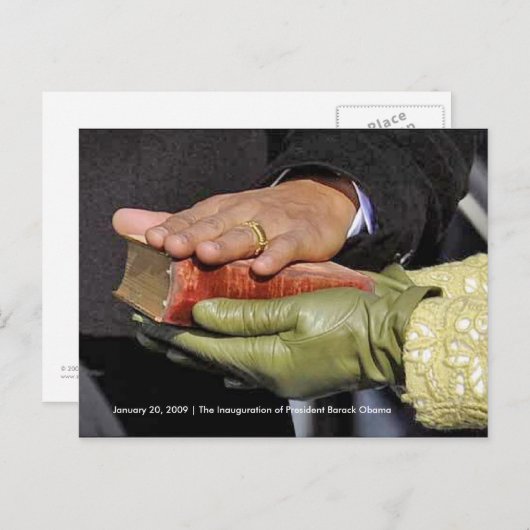 歴史:オバマ大統領のリンカーン聖書の手 ポストカード (正面/裏面)