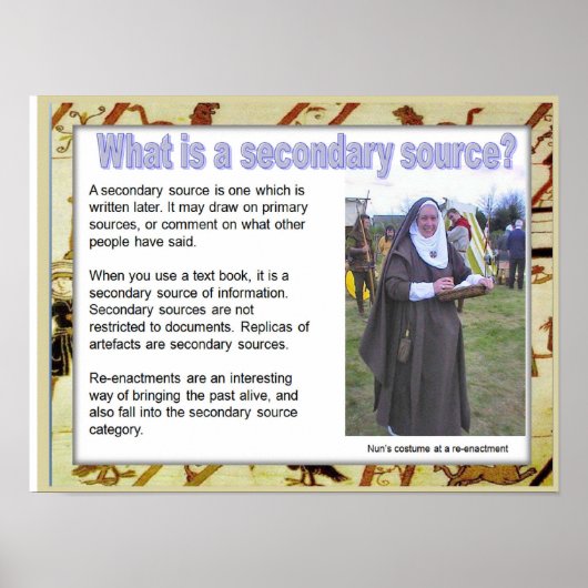 歴史、中世、副次的な情報源は何か？ ポスター (正面)