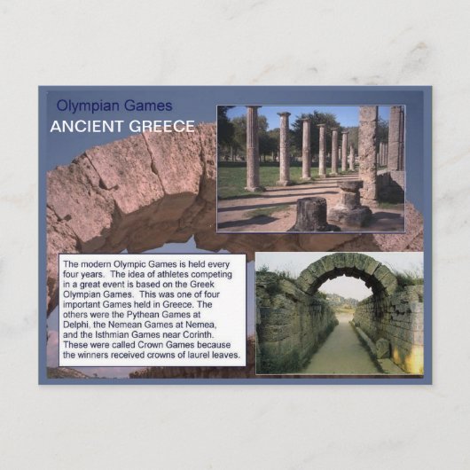 歴史、古代ギリシャ、オリンピアス大会 ポストカード (正面)