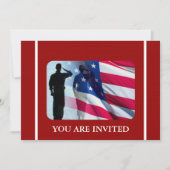 歴戦の勇士が付いている愛国心が強い米国旗 招待状 (正面)