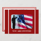 歴戦の勇士が付いている愛国心が強い米国旗 招待状 (正面/裏面)