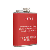 死おもしろいの赤に染める俳句 フラスク (右)