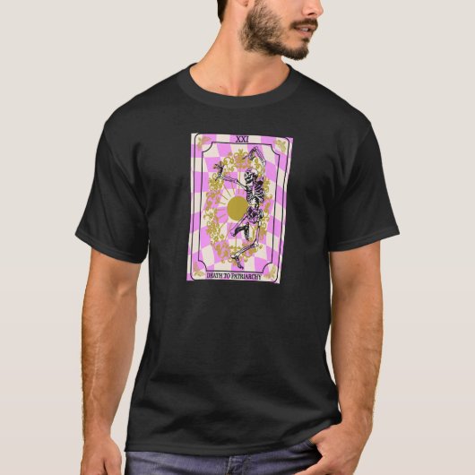 死から家父長制スケルトンタロットカードプロローPr Tシャツ (正面)