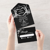 死がゴシック体の骨格を手放すま結婚で オールインワン招待状 (貼ってはがせる)