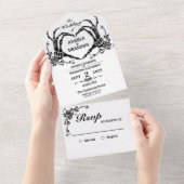 死がゴシック体の骨格を手放すま結婚で オールインワン招待状 (貼ってはがせる)