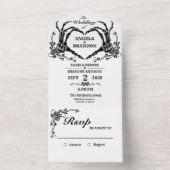 死がゴシック体の骨格を手放すま結婚で オールインワン招待状 (内側)