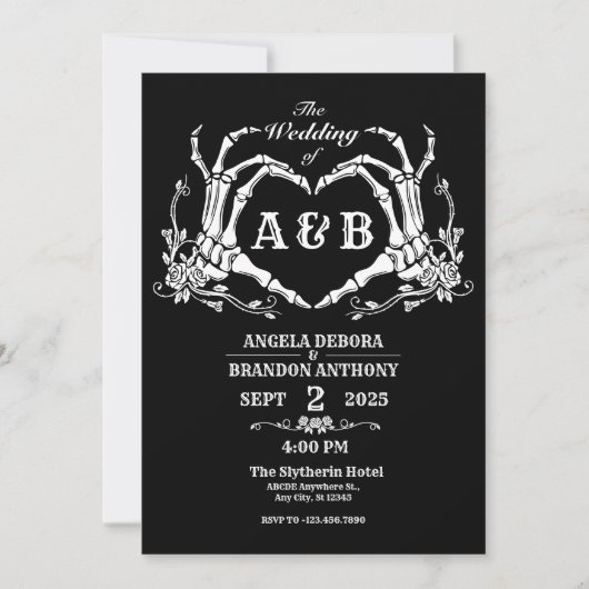 死がゴシック体の骨格を手放すま結婚で 招待状 (正面)