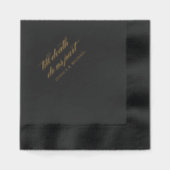 死がゴシック様式の黒い金ゴールドの一部結婚を果たすまで 箔ナプキン (正面)