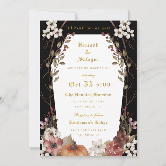 『死がハロウィーンの一部となるまで結婚』 招待状 (正面)