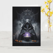 死がハロウィーンの呪文を唱える カード (黄色い花)