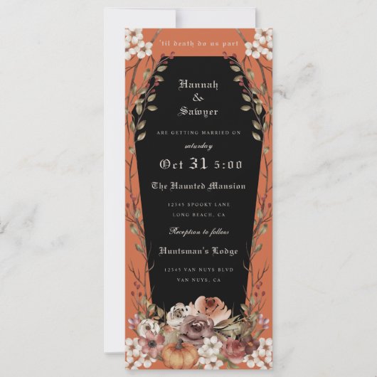 「死がハロウィーンの棺結婚請求書を私たちPart Halloween 招待状 (正面)