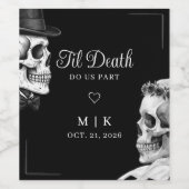 死が二人を分かつまで ゴシック スカル 黒い結婚式 ワインラベル (シングルラベル)