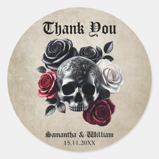 死が我々のハロウィン結婚の ラウンドシール (正面)