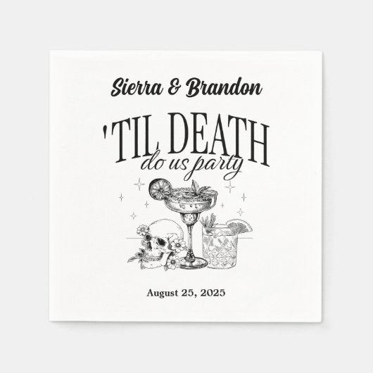 死が我々のパーティーパーソナライズされたの結婚ナプキン スタンダードカクテルナプキン (正面)
