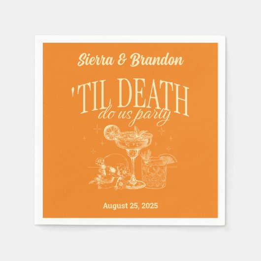 死が我々のパーティーパーソナライズされたの結婚ナプキン スタンダードカクテルナプキン (正面)