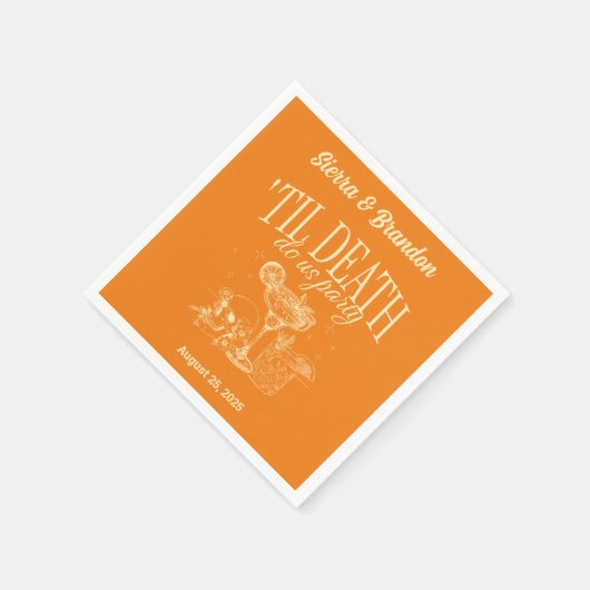 死が我々のパーティーパーソナライズされたの結婚ナプキン スタンダードカクテルナプキン (角)