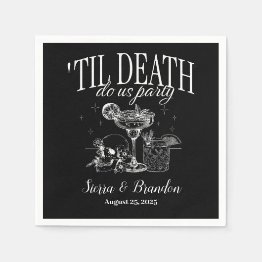 死が我々のパーティーパーソナライズされたの結婚ナプキン スタンダードカクテルナプキン (正面)
