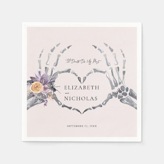 『死が我々の一部となるまで |ハロウィン結婚ズ スタンダードカクテルナプキン (正面)