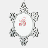 死が我々を離れるまで(赤い透明) スノーフレークピューターオーナメント (右)