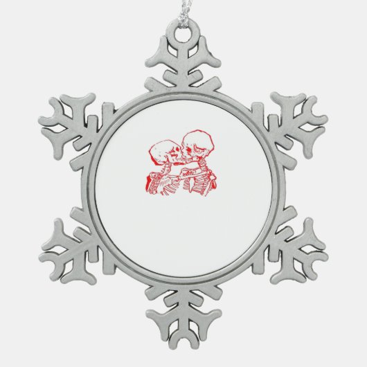 死が我々を離れるまで(赤い透明) スノーフレークピューターオーナメント (正面)