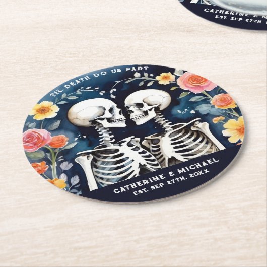 死が私たちの一部の骨格をゴシック結婚の ラウンドペーパーコースター (アングル)
